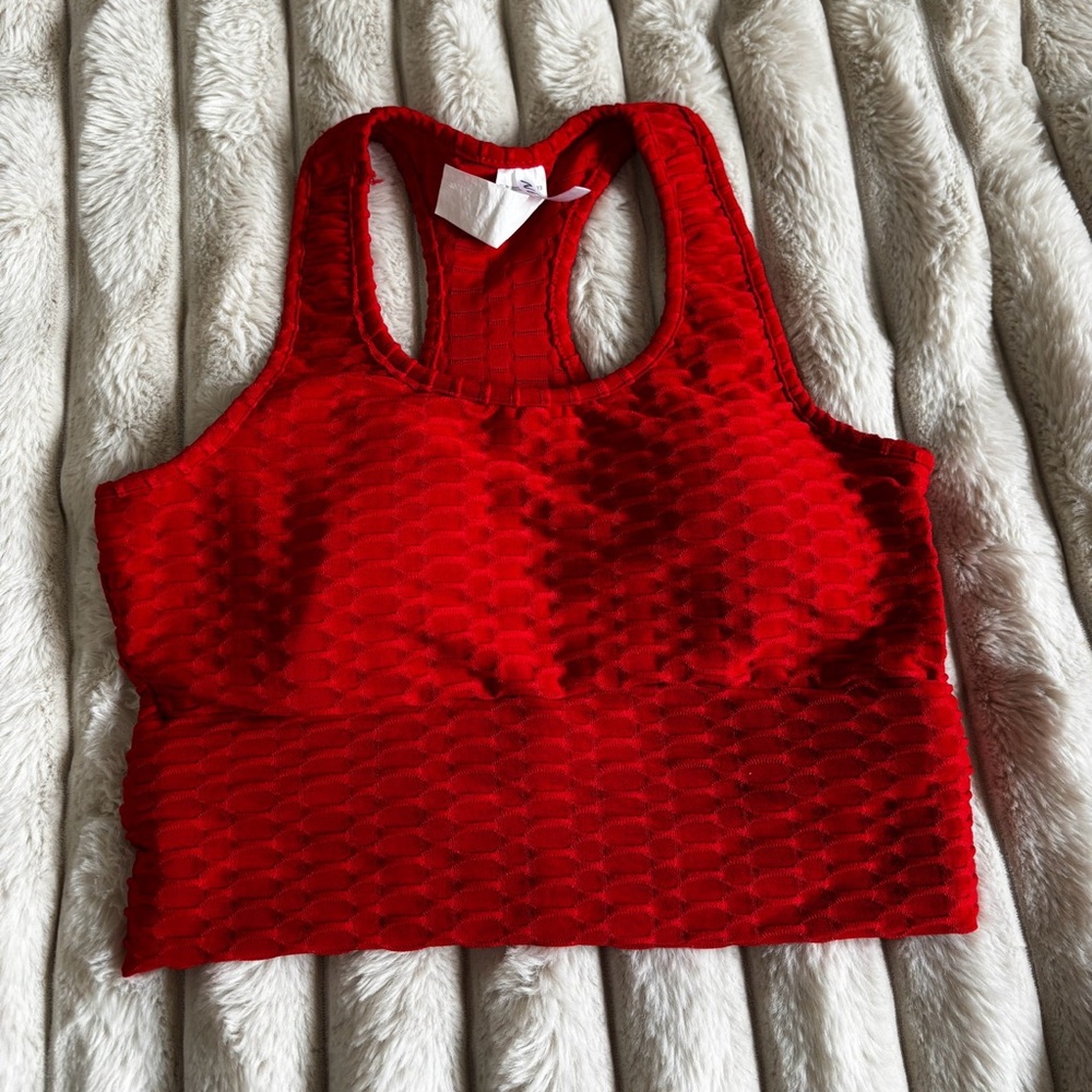 New Mix Red Textured Women's Crop Top/Sports bra size small